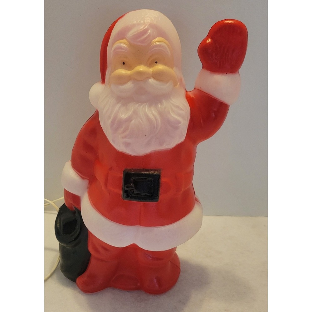 Vtg Santa Claus Blow Mold 12" Christmas Decor Light Up Waving Red 70's Canada